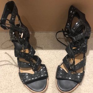 Black lace up, wedge, dolce vita 10 1/2 leather